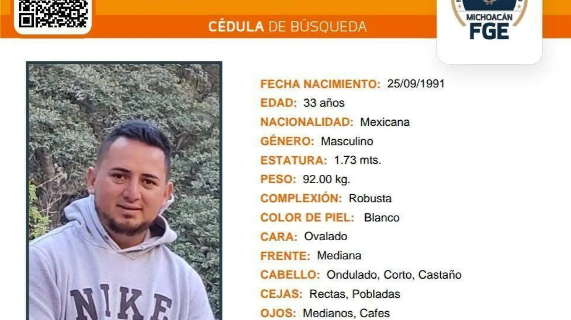 Ficha de búsqueda de Carlos Alberto González Castañeda